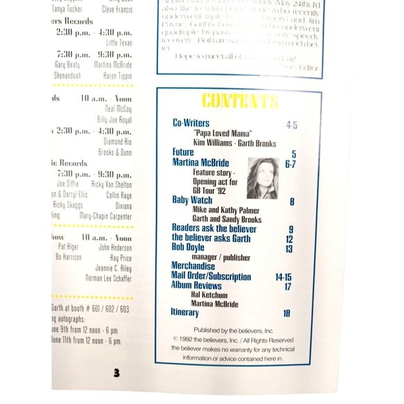 Vintage The Believer Magazine Garth Brooks Country Music 1992 Stetson McBride - Picture 2 of 11